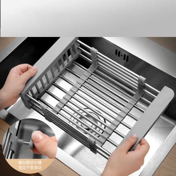 Adjustable Stainless Steel Sink Drainer for Fruits & Vegetables - Single Piece Kitchen Tableware Organizer