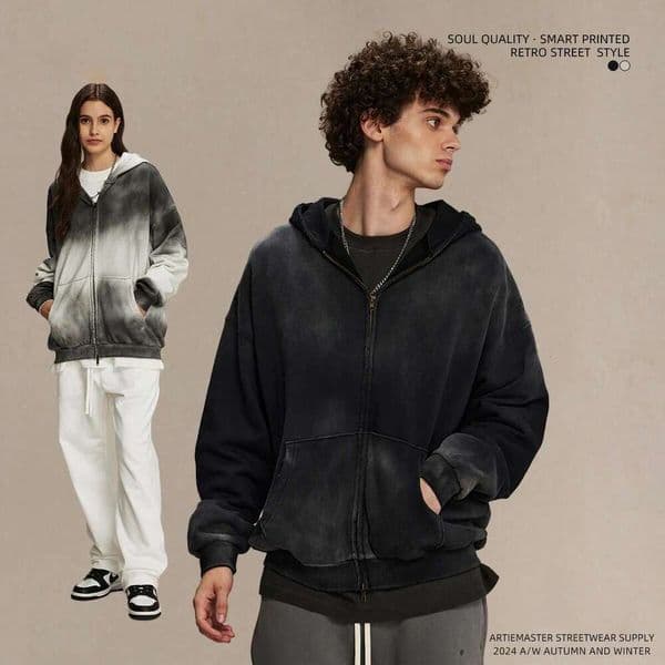 Top new fashion Washed Thin Zipper Hoodie