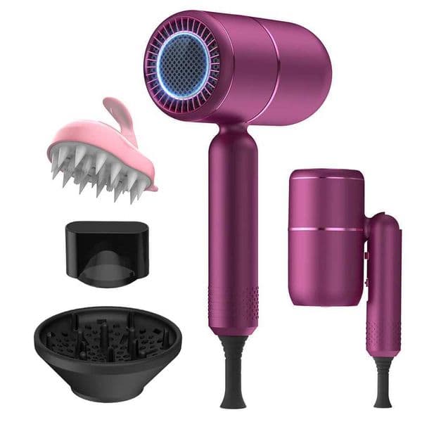 Professional portable hair dryer accessory with diffusion ion hair dryer suitable for womens curly hair purple home decals Z250401