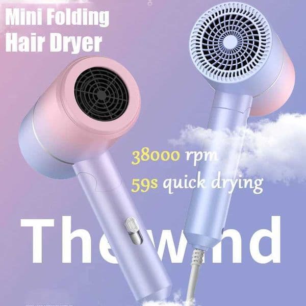 Portable anionic hair dryer for fast drying equipped with diffuser blue light hair care professional folding family travel hair care dryer Z250401