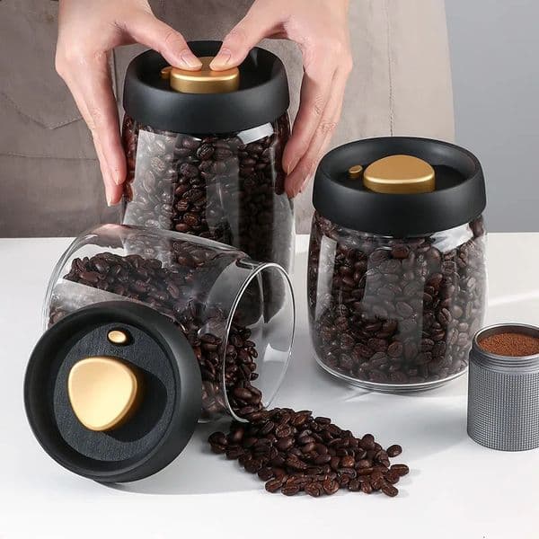 Coffee beans vacuum sealed jar transparent glass food storage jar household moisture-proof air extraction airtight container 250424