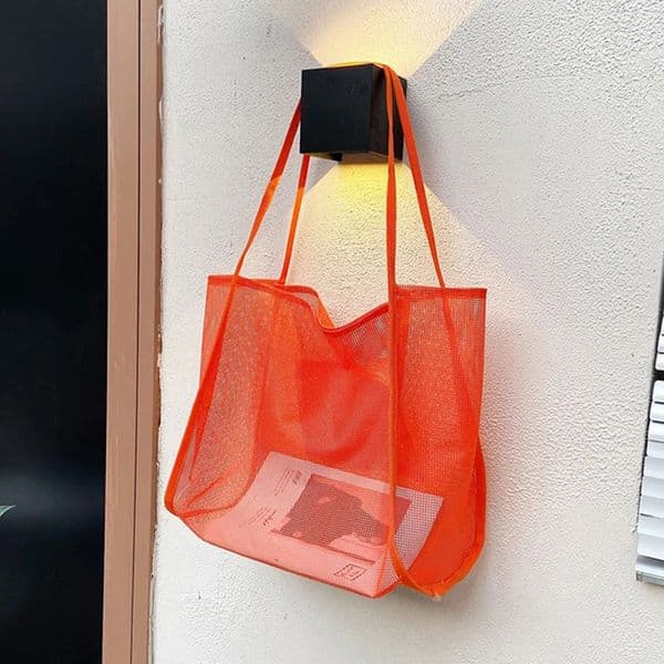 Summer fashion mesh handbag hollow shoulder bag womens casual large capacity shopping bag 250429BJ