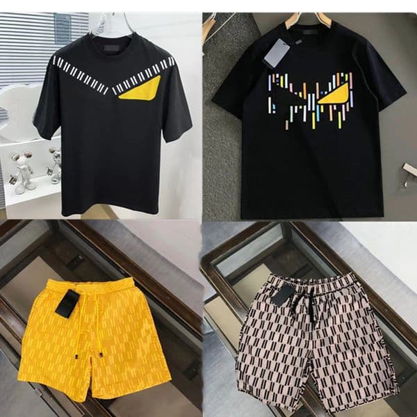 designer t shirt shorts combination set mens tee banquet tourism beach fashion casual pure cotton letter print couple's same clothing s-5xl