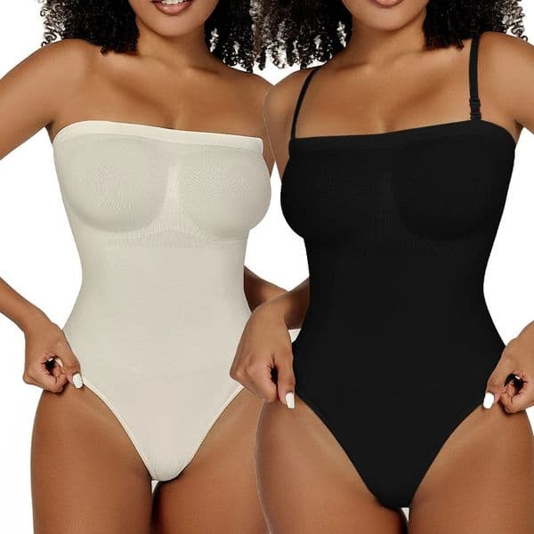 Strapless Bodysuit Women Thongs Shapewear Tummy Control Body Shaper Off Shoulder Tops One Piece Waist Trainer Skinny Underwear 250424