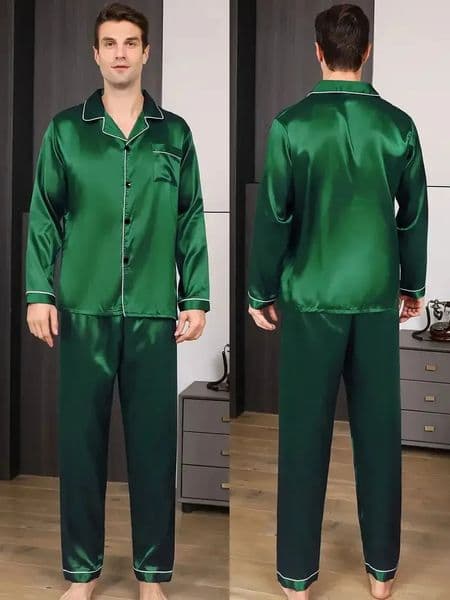 Mens Sleepwear Set Silk Satin Sleepwear Long Sleeve Sleepwear Mens Fashion Soft Home Set Large Size Spring Sleepwear 250427ZBANJIA