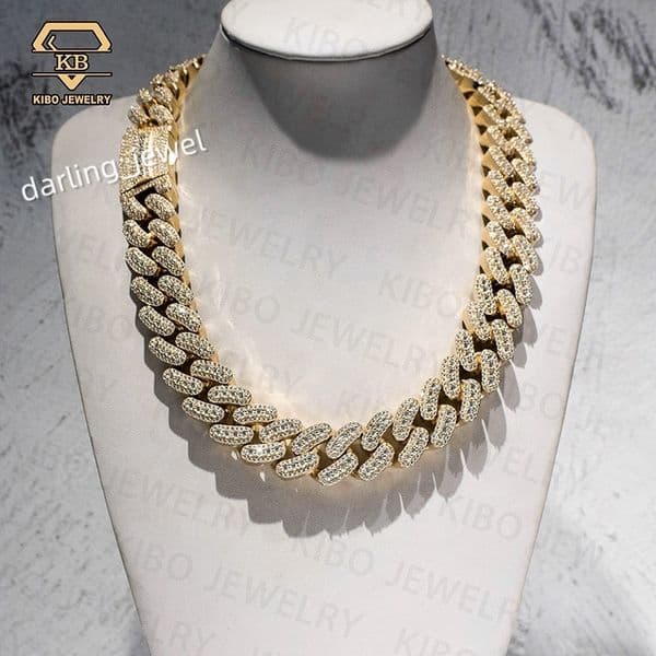 Thick Style 22MM Sterling Silver Hand Set VVS Moissanite Diamond Hip Hop Iced Out Bust Down Cuban Chain Necklace for Man