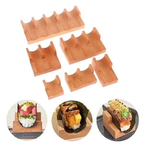 1Pc Wooden Taco Snack Food Holder Japanese Sushi Rack Wood Plate Cuisine Stand Sashimi Sushi Boat For Restaurant el Home 250429