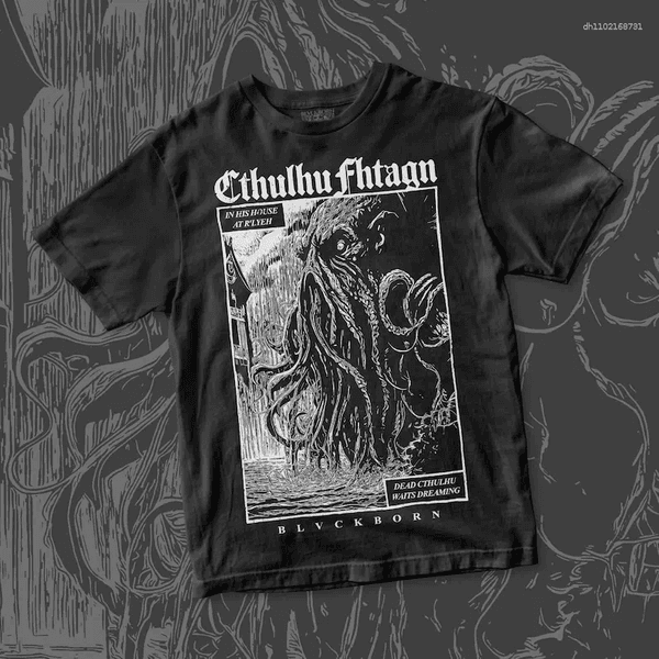 Men's T Shirts Cthulhu Fhtagn Cotton Shirt