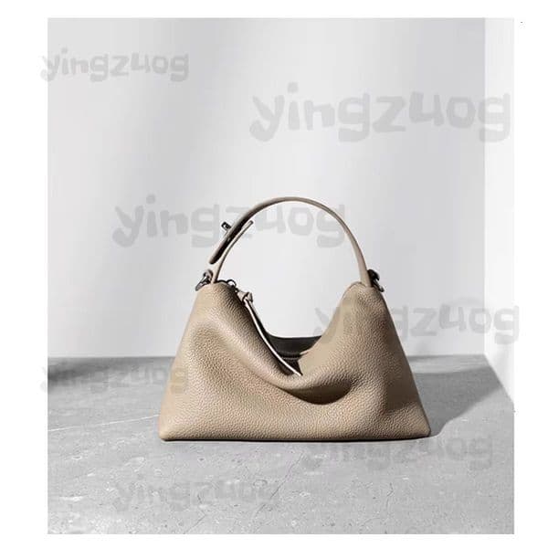 2024 New Genuine Leather Womens Pillow Bags Classic Shoulder Bag Soft Cowhide Totes High Quality Female Commute Handbag Gray