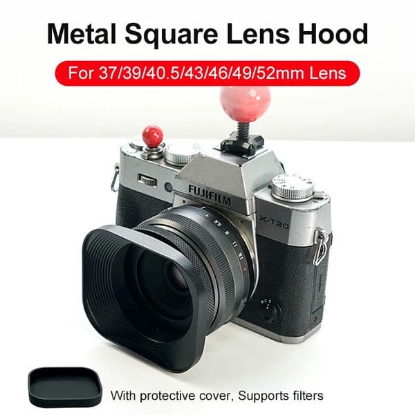 Metal camera square lens cover universal retro tube light for Fujifilm 39mm 4m mm 49mm and 52mm filter adapter rings 250425