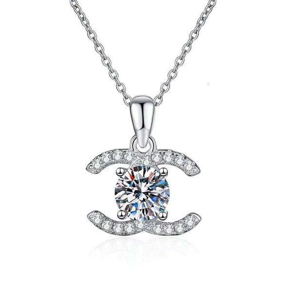 Fine S Sterling Sier 1 CT D Color Moissanite Pendant Necklace for Women Engagement Jewelry