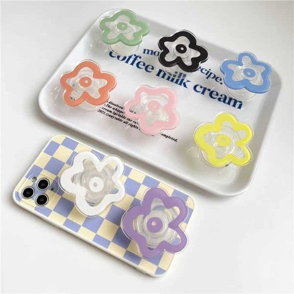 Cute flower transparent mobile phone transparent airbag holder material delayed stretchable transparent acrylic mobile phone holder M250504
