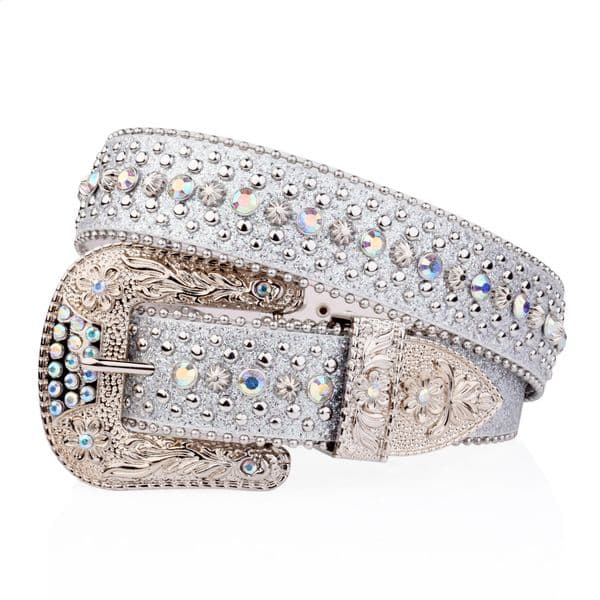 Punk rock ladies belt Rhinestone shiny button PU decorated Y2K belt retro mens jeans belt 250430