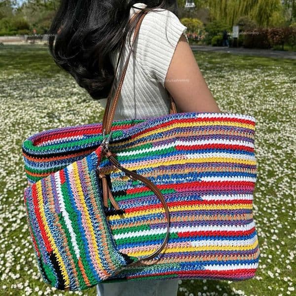2024 Ladies Designer Rainbow Bag Handbag Shoulder Skew Messenger Weaving Grain Genuine Leather Plain High quality Elephant Grey tote Bag Whole Grain shoulder bags
