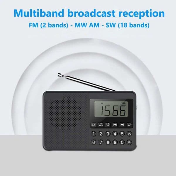 FM/AM/SW handheld MP3 player dual antenna full range MP3 radio speaker LED digital display 2.1 channel support for USB stick/TF card X2505051