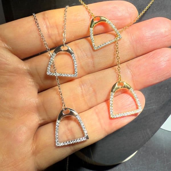 New Design exquisite100 925 sterling silver fashion horse necklace simple equestrian horse lovers hoop chain shop mini zircon jewelry