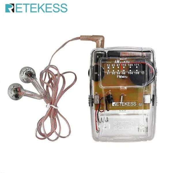 RETEKESS TR624 AM/FM Mini Pocket Radios Machine Transparent Portable Radio Support Headphones for Church Conference X250505