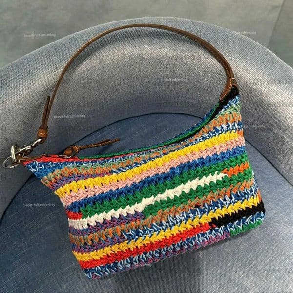 Designer handbags luxury tote bag women handbag Rainbow design big purse Shoulder elegant Pattern diversification large capacity with wallet Woven