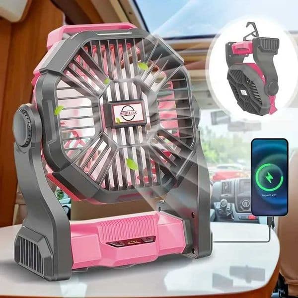 Charging Lighting Fan Three-In-One Electric Camping Style Fan with Led Lantern Portable Tent Fan with Rotating Function Emergency Power Supply Function