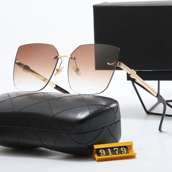 Designer for women summer fashion premium rimless glasses with gold luxury temples outdoor casual square frame sunglasses beach