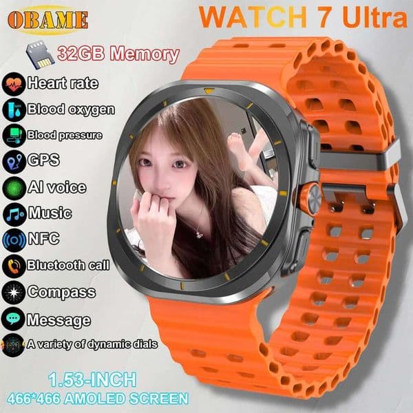 7 Ultra Smart Watch Men 32GB Memory 480*480 3D Video Display Mult Sport mode SmartWatch GPS NFC Compass Smartwatch 2025New