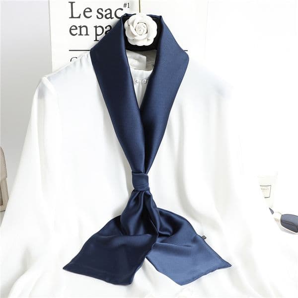 11142 Aolid color silk scarf versatile decorative silk scarf narrow long scarf for women autumn and winter