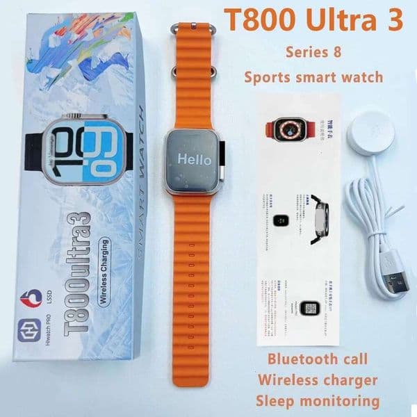 T800 3 Smart Watch Men Women Series 1.99" AMOLED Screen Heart Rate Sport Waterproof IWO Ultra 8 Smartwatch