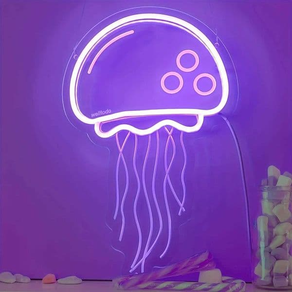 Enchanting Purple Jellyfish Neon Lights - Wall Art for Bedroom and Dining Perfect Birthday Party Decoration and Teen Girl Gifts Z250506