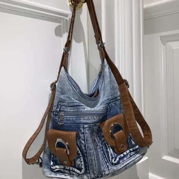 JIAERDI Punk Denim Y2k Bag Women High Street Pockets Chic Vintage Backpack Ladies Haruku Casual Messenger Bags Versatile