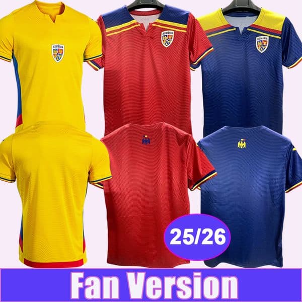 25 26 Romania National Team Mens Soccer Jerseys STANCIU ALIBEC DRAGUS CHIPCIU BANCU BURCA Home Away 3rd Football Shirts Uniforms