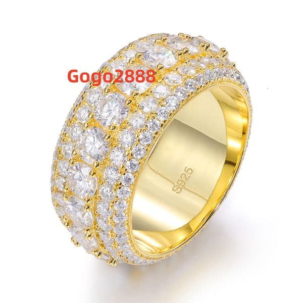 S925 Sterling Silver Moissanite Hip-Hop Ring for Men Europe and United States Cross-Border 6-12 Ring Accessories