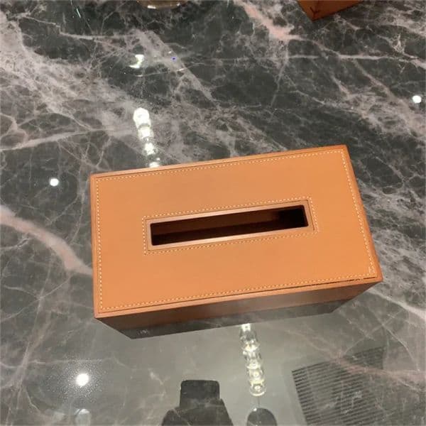 Splicing Tissue Boxes, PU Leather Tissue Case, Solid Wood Removable Tissue Holder, Tabletop Paper Holders, Towel Paper Box LOGO