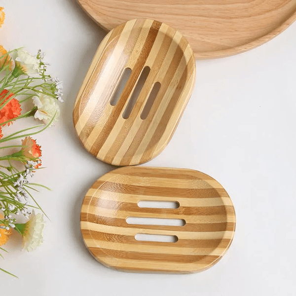 Natural Bamboo Dishes Tray Holder Bathroom Soap Rack Plate Box Containers Dish Container Holders B2
