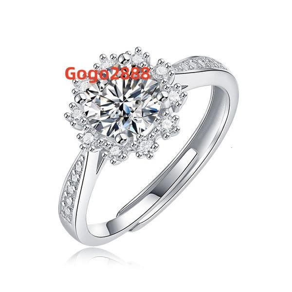 1CT Sterling Silver 925 Moissanite Ring Womens Fashion Luxury Wedding Ring Mossanite Jewelry Gift