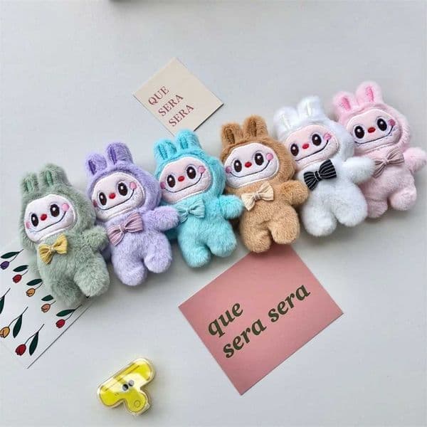 Internet celebrity and cute labubu cloth pendant plush toy doll bead chain bubble mat bag decoration factory online sale