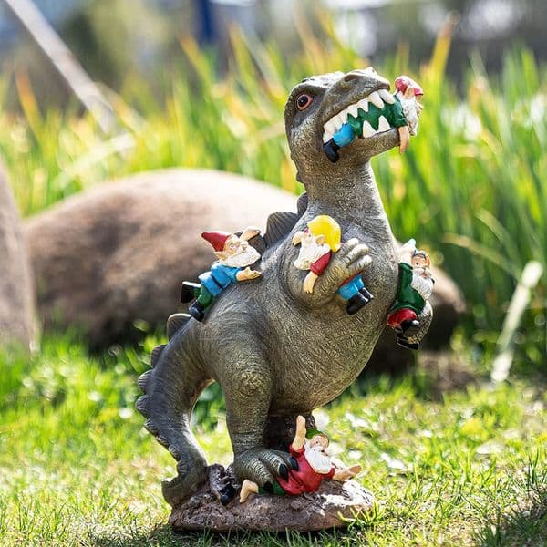 Teasing Dinosaur Garden Eating Dwarf Statue Resin Statue Outdoor Home Waterproof Home Accessories Decoration 250430