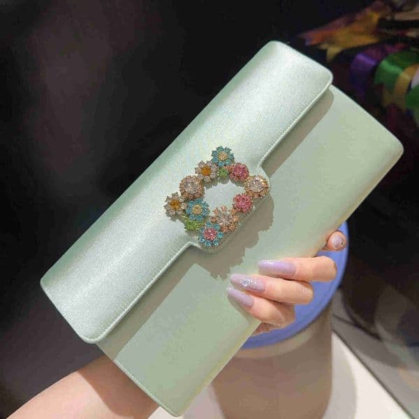 Silk Chain bags 10A Mirror Quality Designer Silk Color Diamond Square Buckle Inlaid Diamond Banquet Package Envelope Handheld Banquet Package Clutch Bags