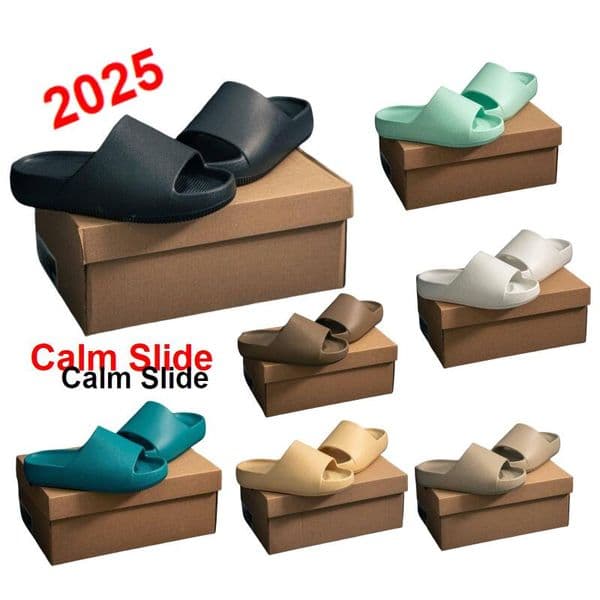 New Calm Slide Sandals slippers indoor shoes Anti slip and wear resistant one piece high elasticity slippers, wear-resistant and durable beach shoes