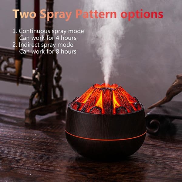 Home Decor Luxury Essential Oil Designer Diffuser Flaming Aroma Wood Grain Humidifier perfume Fireplace LED Light Quiet Aid Yoga Office Halloween Flame AG6539