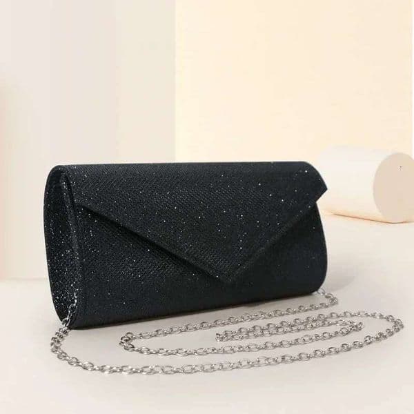 Women Envelope Evening Bag Glitter Ladies Chain Shoulder Bags Shiny Sier Long Purse Female Wedding Party Clutches Mini Handbag