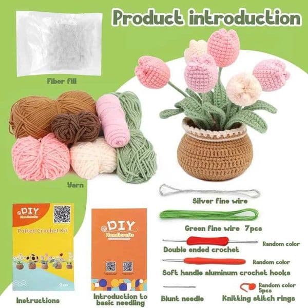 BUDDUR Crochet Knitting Kit With Cotton Yarn Thread And Instruction For Fabric Weaving DIY Non-finished Materials Package X2505081