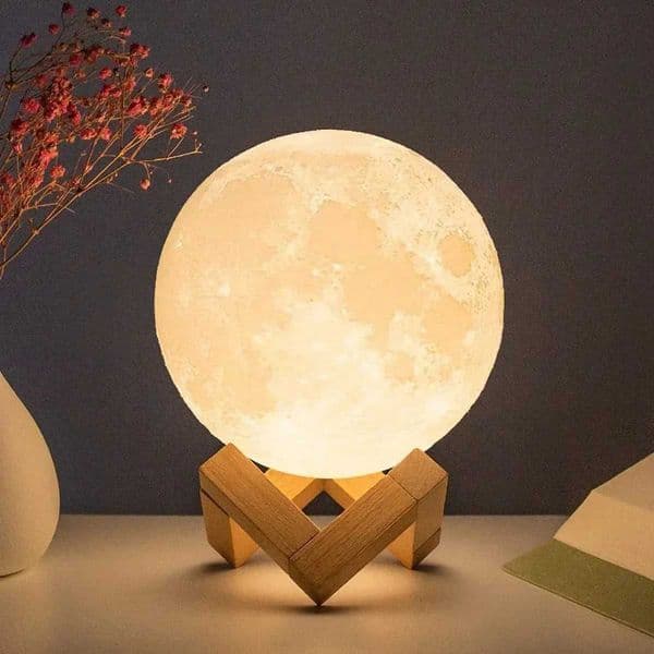 LED night light 8cm moon light battery powered with bracket star light bedroom decoration night light childrens gift button battery Z250508