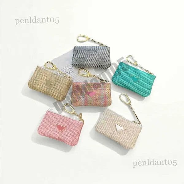 Keychains Lanyards Designer Keychain Brand Key Bag Light Luxury Weaving Texture Zero Wallet Zipper Card Bag Storage Universal keychain wallet