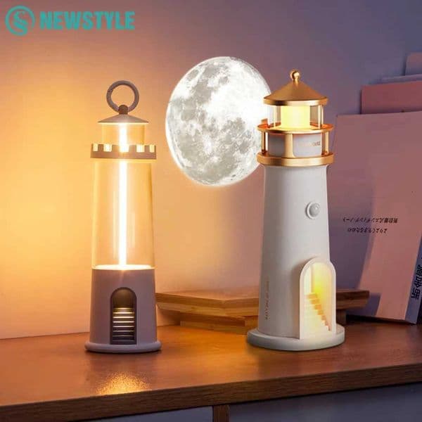 Portable Beacon A tmosphere Camping Lights Moon Lamp Projector Lighthouse Decor Dimmable Rechargeable Hooks Outdoor Creative Dec Z250508
