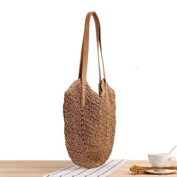 New handmade fashionable single women's paper rope woven vacation beach bag, shoulder backpack, 2025 temperament, versatile new trend ins