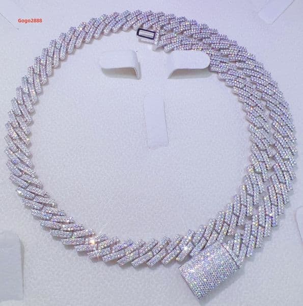 8mm Luxury Hip Hop Iced Out Vvs Moissanite Diamond 925 Sterling Silver Cuban Chain Vvs Diamond Cuban Chain Link for Men