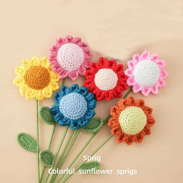 1pc Knit Sunflower Bouquet Crochet Flowers Graduation Flower Bouquet Wedding Party Decor Friends Gift Flowers A Crochet X250508