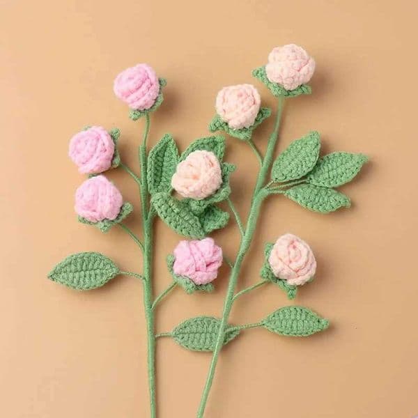 Kintted Flower Bouquet Crochet Rose Flower RfloresTejidas Wedding Bouquet Creative Artificial Flowers Gift Home Decor X250508