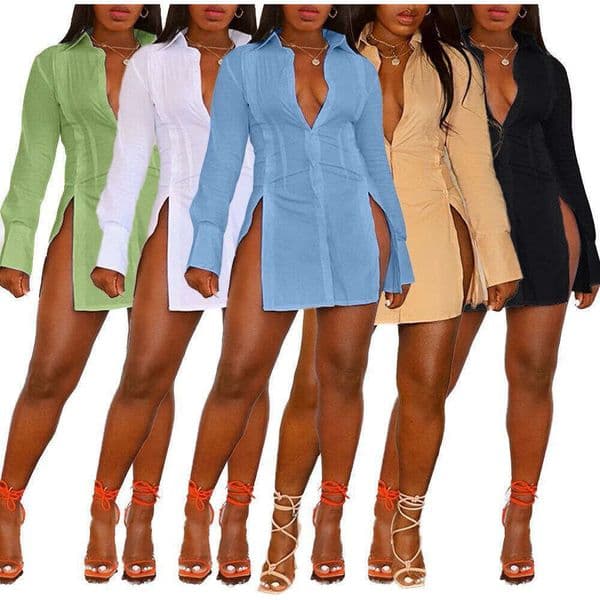 New products launched for autumn, European and American women's fashion, sexy slit cut suit collar shirt, sleeve top, 2025 new casual versatile fashion clothing