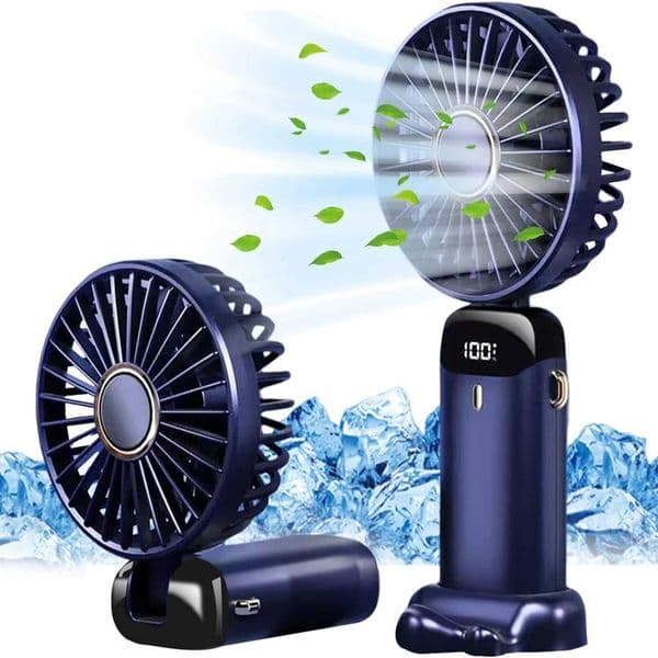 2026 Handheld Fanfoldable Desk Desktop Type-C Rechargeable cologne Fans Lanyard perfume And Base Mini Fan With LED Display Free Shipping